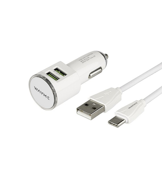 Ładowarka MYWAY 12/24V 2xUSB 2,1A + kabel z wtyczką USB-C