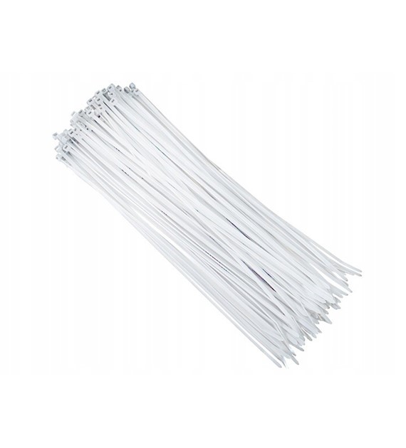 Opaski kablowe nylonowa 300x 3,6mm białe 100 szt