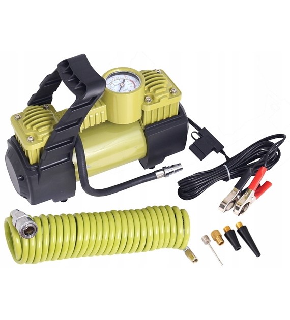 Kompresor powietrza dwutłokowy 12V 11BAR 70L 4 adaptery