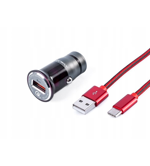 Ładowarka MYWAY 12/24V QC3.0  1x USB kabel z wtyczką USB-C