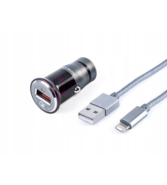 Ładowarka MY WAY 12/24V QC3.0 1X USB kabel z zespoloną wtyczką microUSB + Lighting