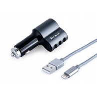 Ładowarka MYWAY 12/24V 3x USB Auto-ID max 5,1A z gniazdem zapalniczki kabel z zespoloną wtyczką microUSB + lIGHTING