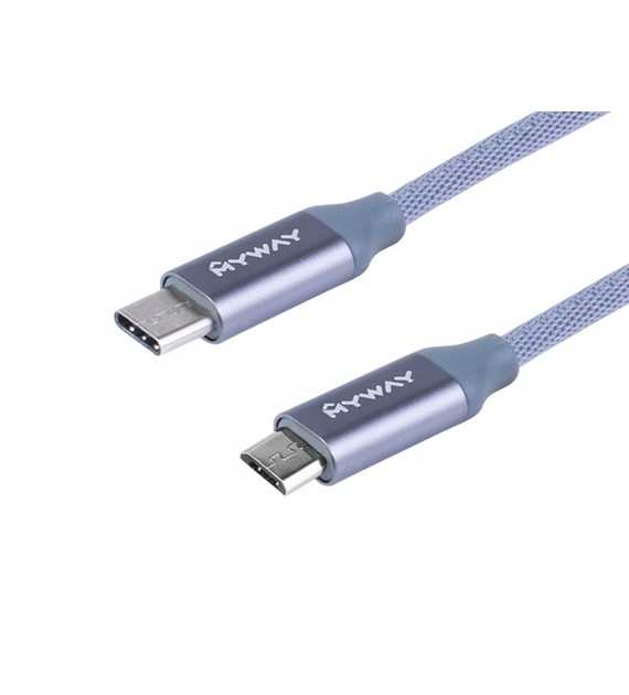 Kabel MYWAY do ładowania i synchronizacji w oplocie z mikrofibry 120 cm USB-C micro USB