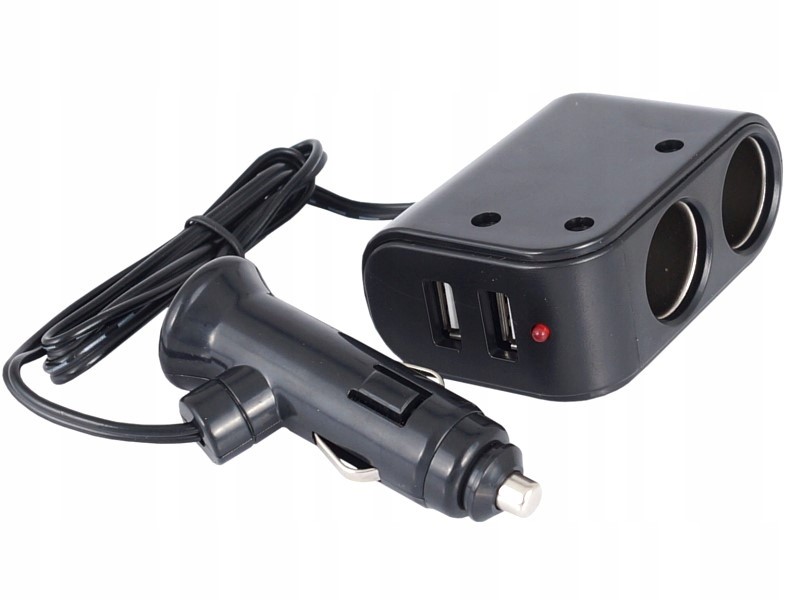 Rozgałęziacz podwójny z 2x USB 3,1A z przewodem