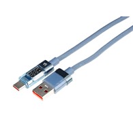 Kabel do ładowania i synchronizacji, w oplocie z mikrofibry, 100 cm, USB > USB-C, max 66W z wyświetlaczem, niebieski