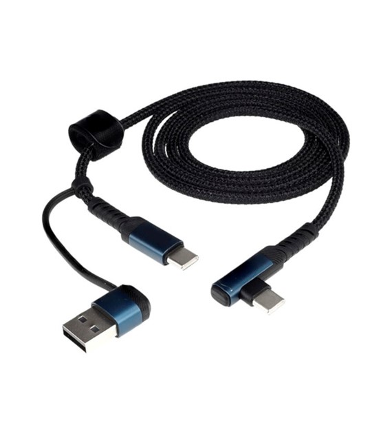 Kabel do ładowania i synchronizacji, w oplocie z mikrofibry, 100 cm, USB / C > USB-C 90°, max 60W