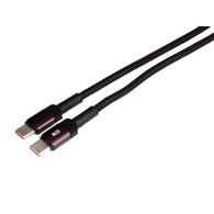 Kabel do ładowania i synchronizacji, w oplocie z mikrofibry, 100 cm, USB-C > USB-C, max 100W, fioletowy