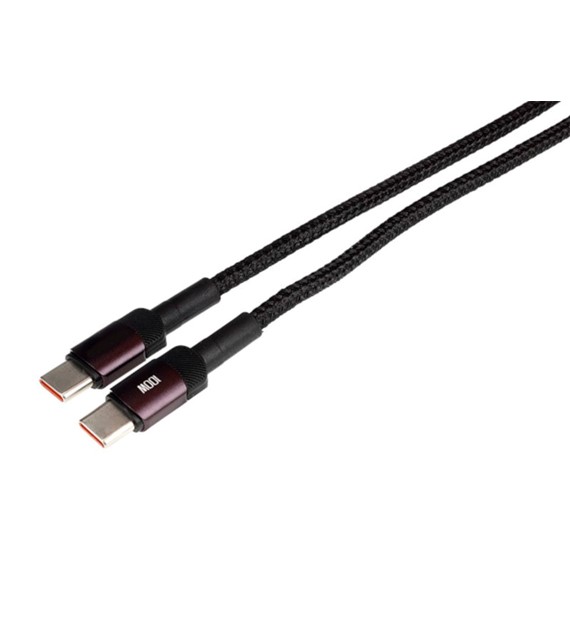 Kabel do ładowania i synchronizacji, w oplocie z mikrofibry, 100 cm, USB-C > USB-C, max 100W, fioletowy