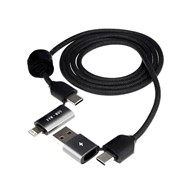 Kabel do ładowania i synchronizacji, w oplocie z mikrofibry, 100 cm (4w1) USB / C > USB-C / Lightning, max 60W