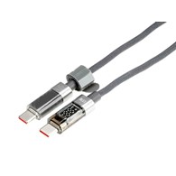 Kabel do ładowania i synchronizacji, w oplocie z mikrofibry, 100 cm, USB-C > USB-C, max 100W z wyświetlaczem, szary